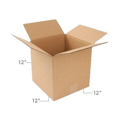 Medium Plain Kraft Brown 12x12x12 Shipping Box With Dimensions Displayed