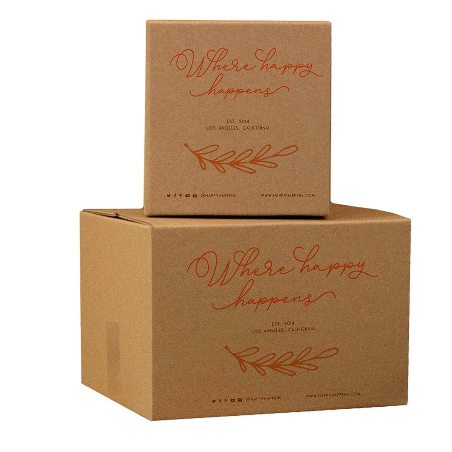 Stacked Corrugated Custom Kraft Brown Shipping Boxes With Orange Logo