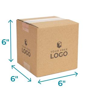 Small Corrugated Custom Kraft Brown 6x6x6 Shipping Box With Dimensions Displayed