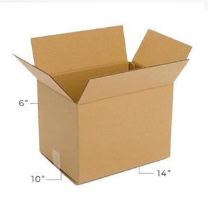 Medium Corrugated Plain Kraft Brown 14x10x6 Shipping Box With Dimensions Displayed